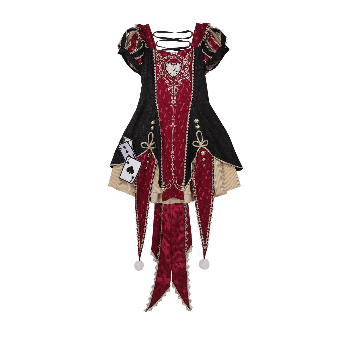 Uncharted Stars Circus Night Wine Red Black Playing Card Jester Lolita Dress