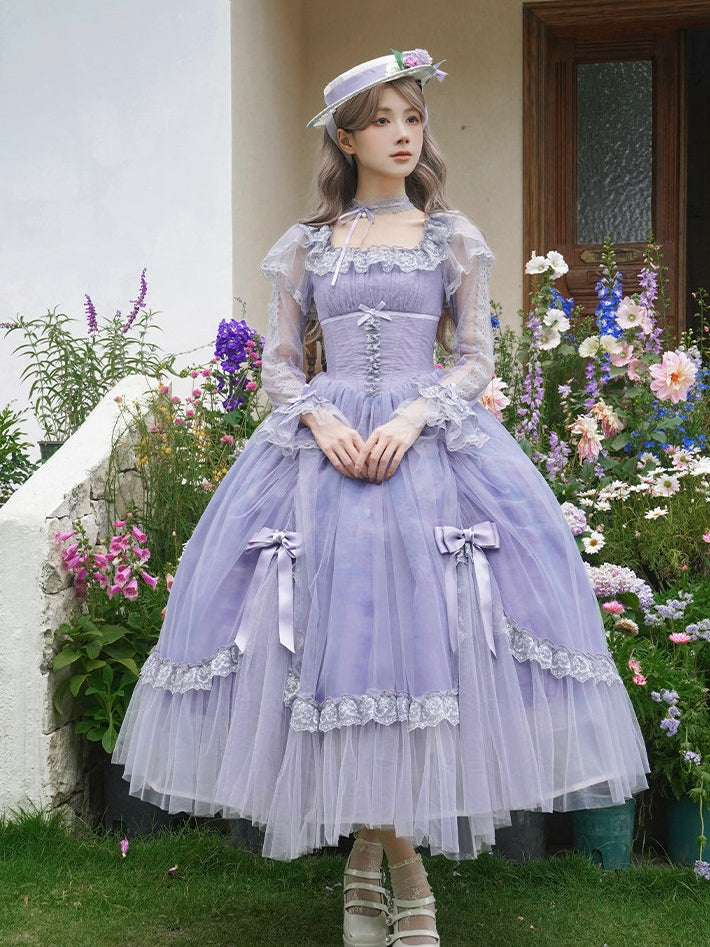 Lolita Classic Purple Violet Boned OP Dress