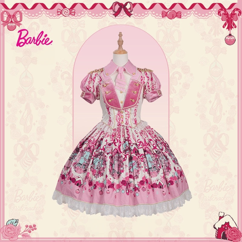 Nutcracker x Barbie Collab Original Lolita Elegant Fake Two‑Piece OP Dress