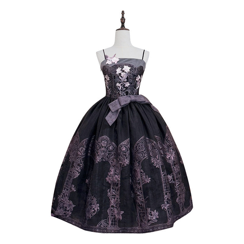 Stained‑Glass Reverie Japanese‑Style Classic Lolita Black JSK Dress Set