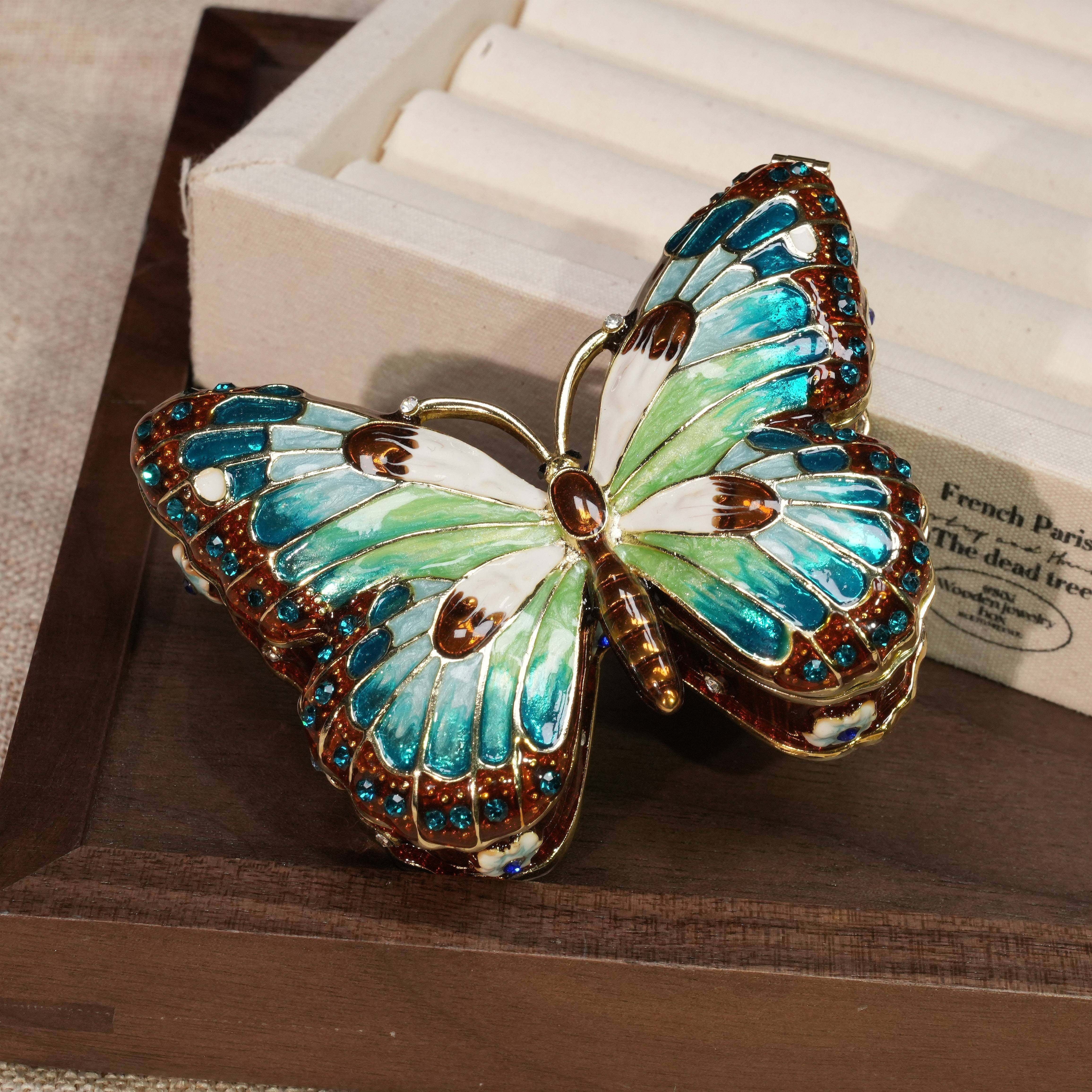 Butterfly-Shaped Enamel Jewelry Box Lolita Decor Gift