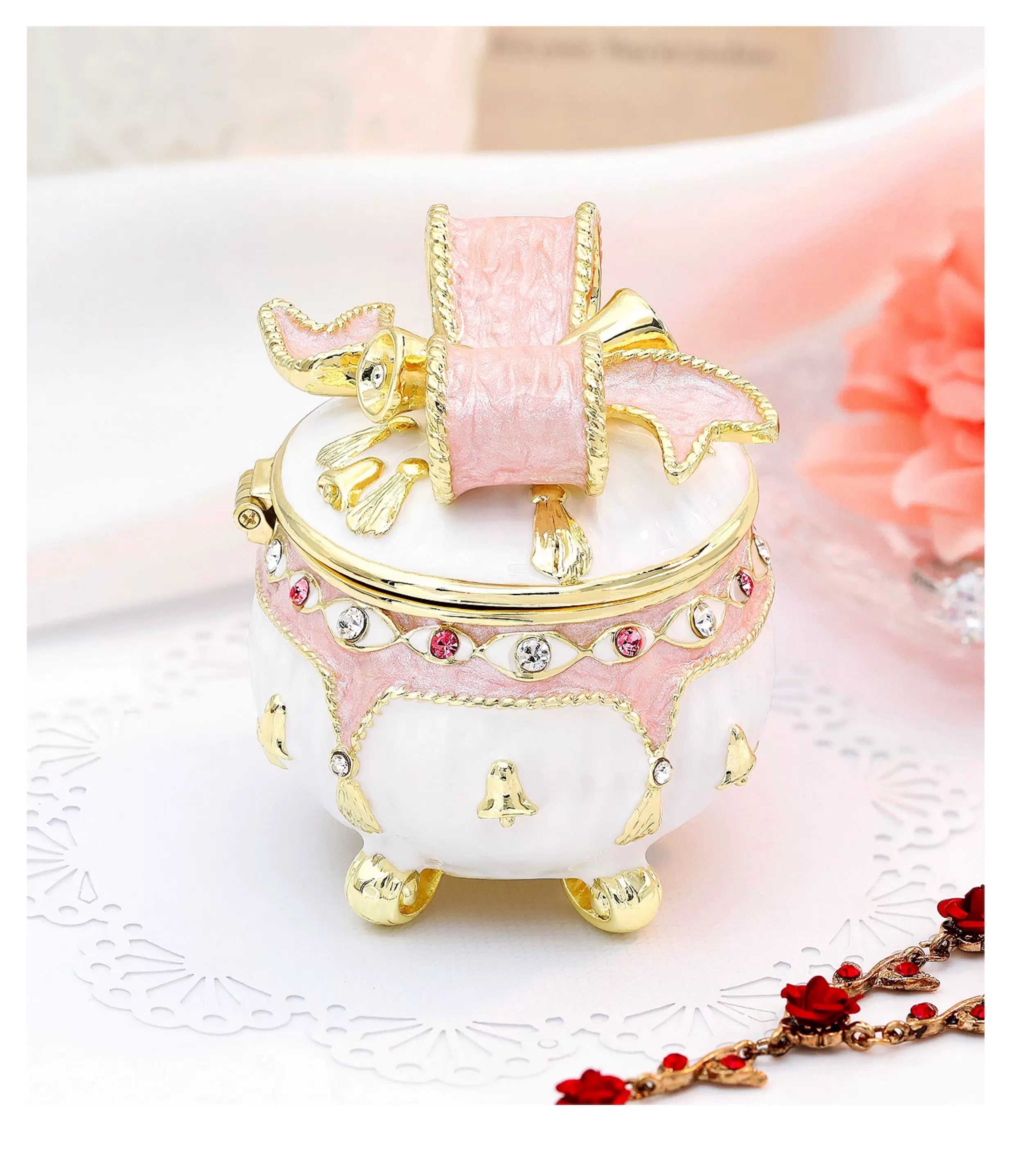 Bow-Shaped Enamel Jewelry Box Lolita Decor Gift