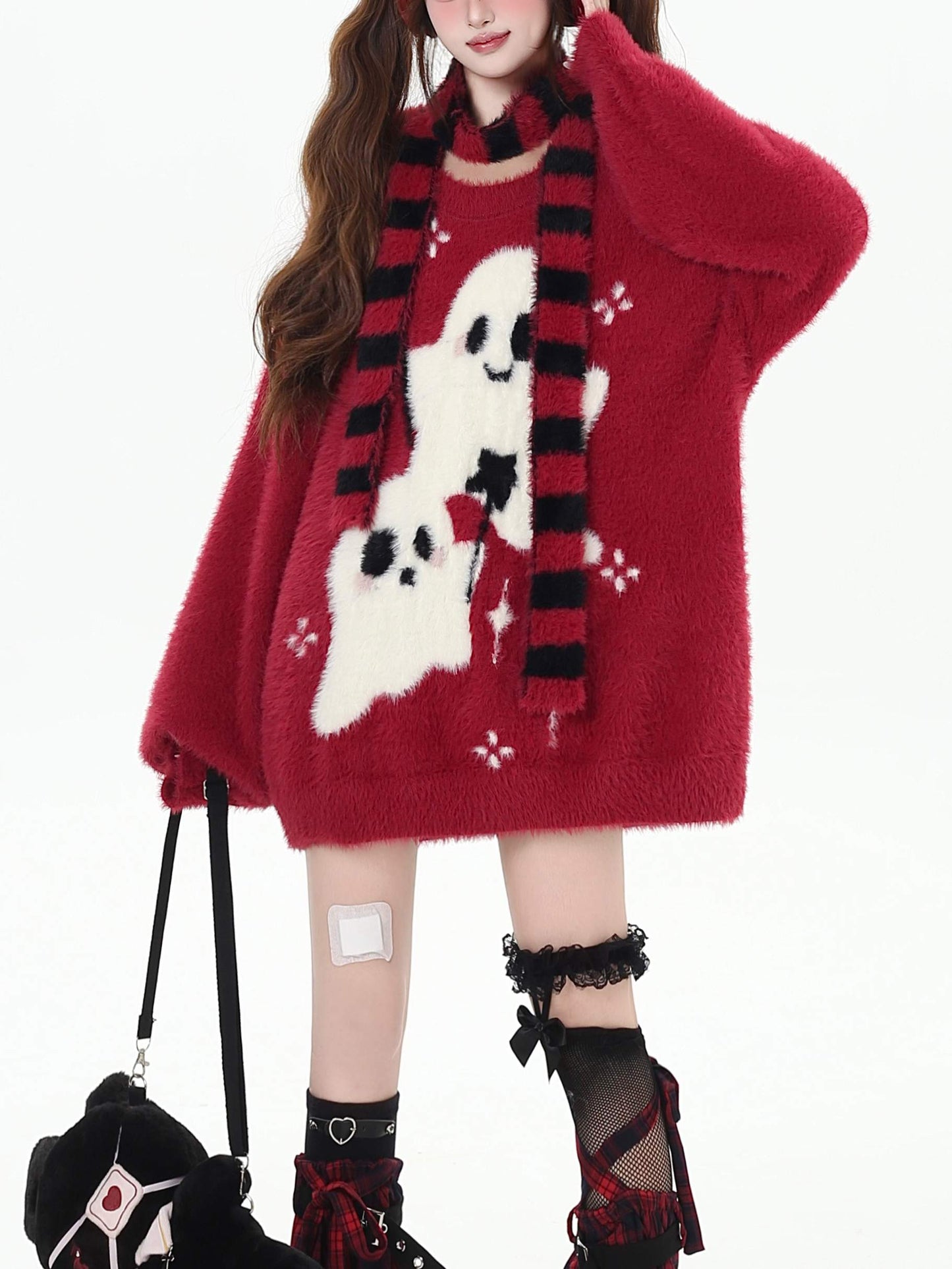 Y2K Kawaii Faux Mink Pullover Sweater LE1031
