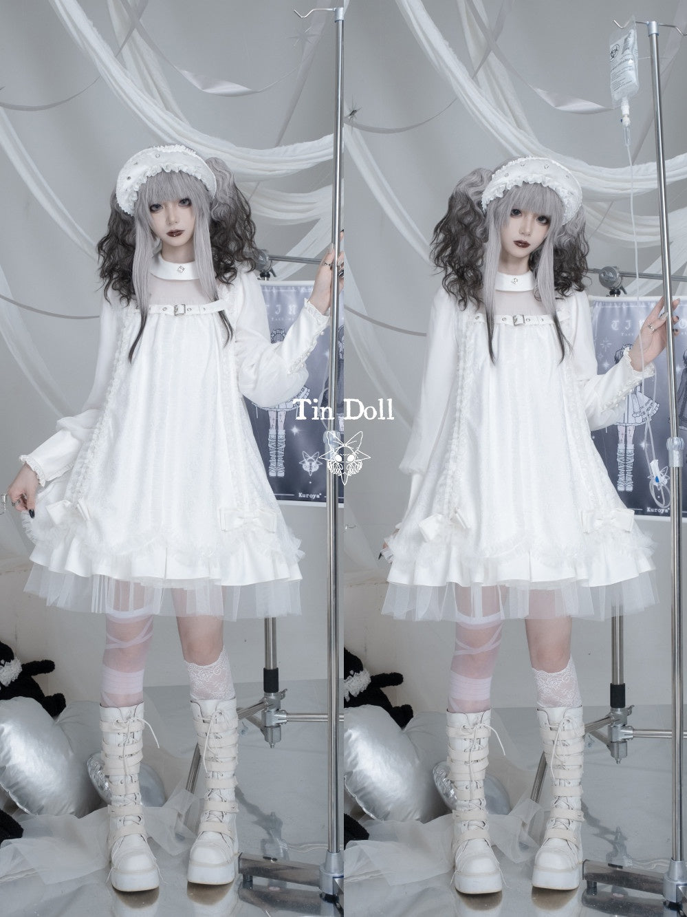 Tin Doll Black & White Gothic Lolita Lace Dress