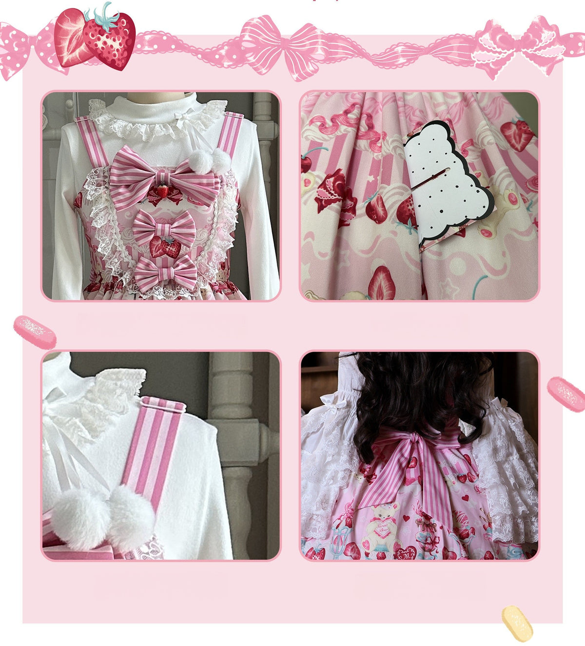 Robe JSK rose lolita douce Parfait aux fraises