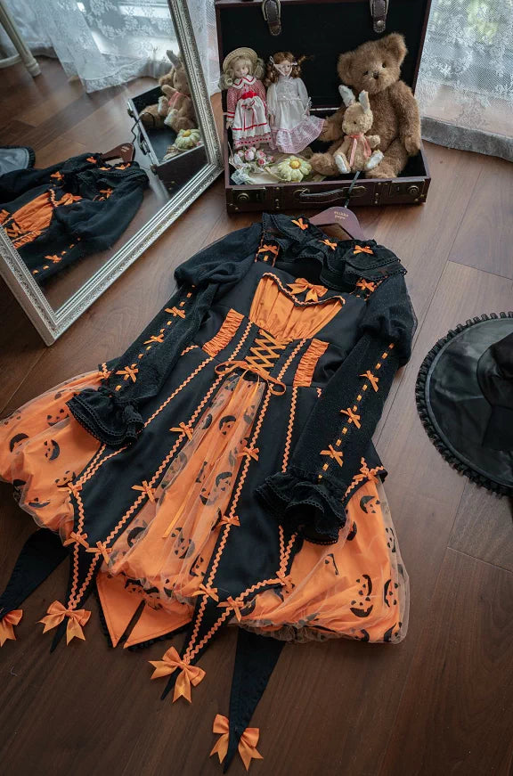 Pumpkin‑Lantern Halloween Witch Dark‑Sweet Lolita JSK Dress