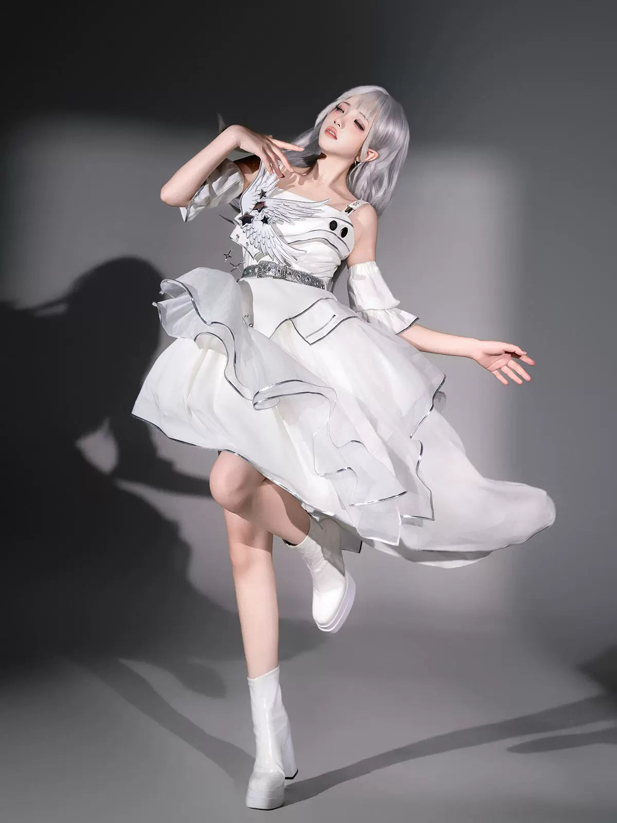 Silver Wing Cyberpunk Futuristic Lolita JSK Camisole Dress Set