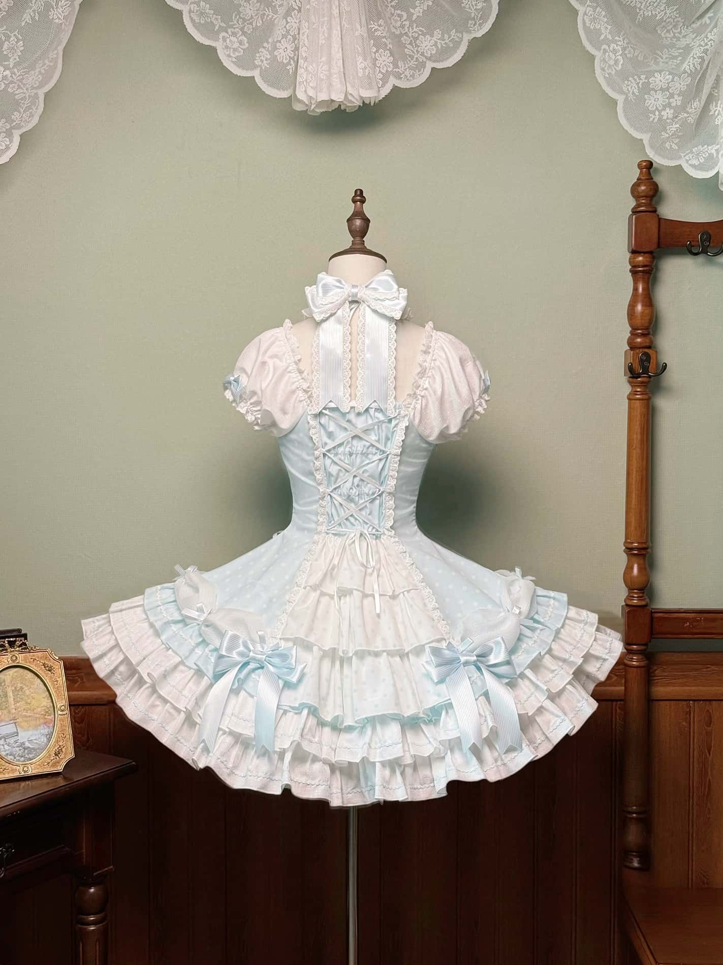 Vintage Polka Dot Lolita Halter Blue OP Dress