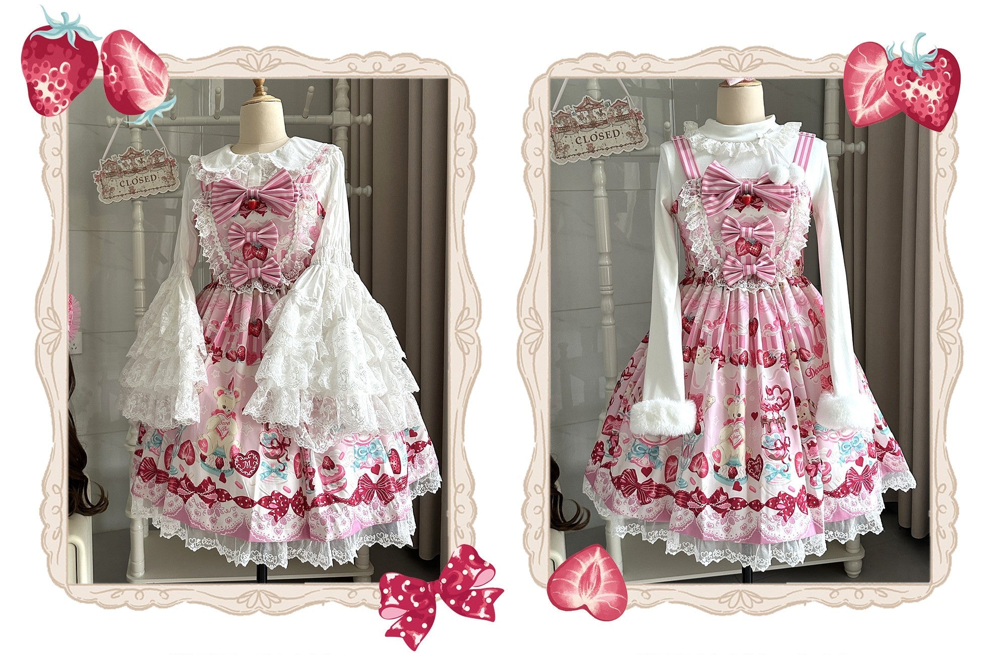 Robe JSK rose lolita douce Parfait aux fraises