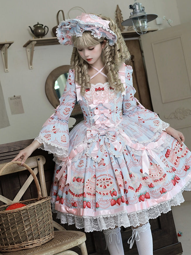Strawberry Patissier Vintage‑Doll Aesthetic Lolita OP Dress