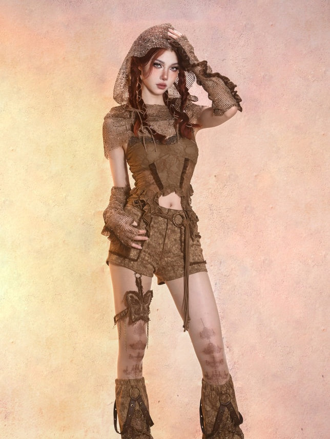 Retro Post-Apocalyptic Y2K Denim Set LE1014