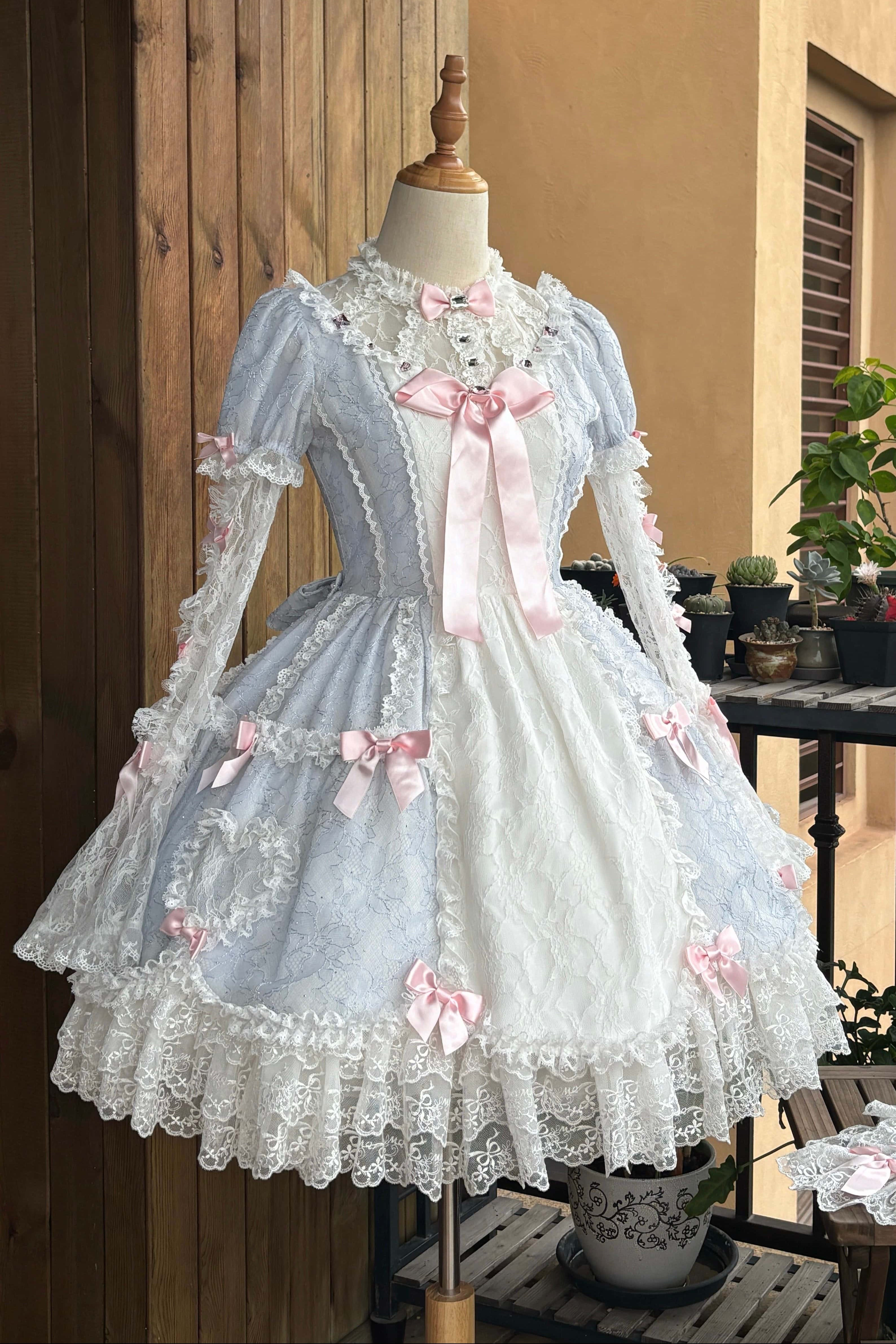 Lacy Doll Blue Rhinestone Lace Gorgeous Lolita OP