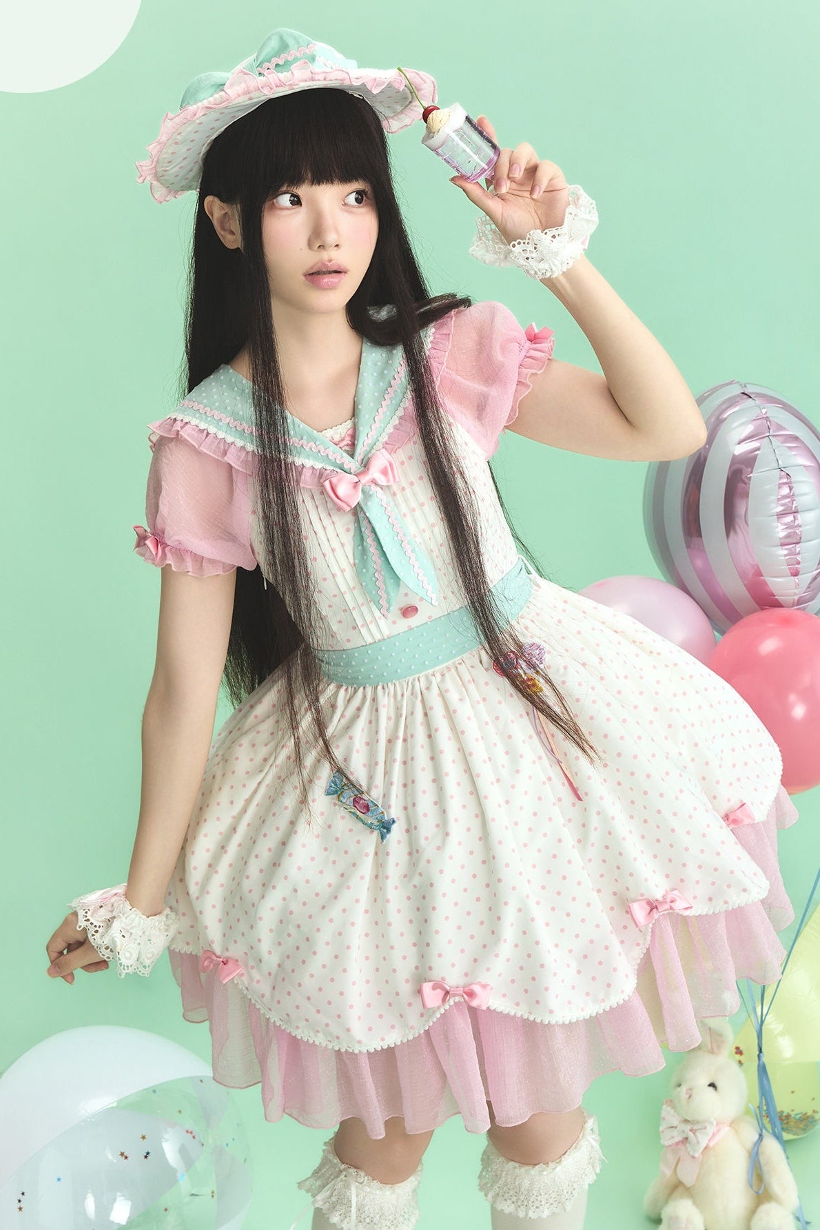 Prelude Festival Lolita Multi‑Color Sailor‑Collar OP Dress