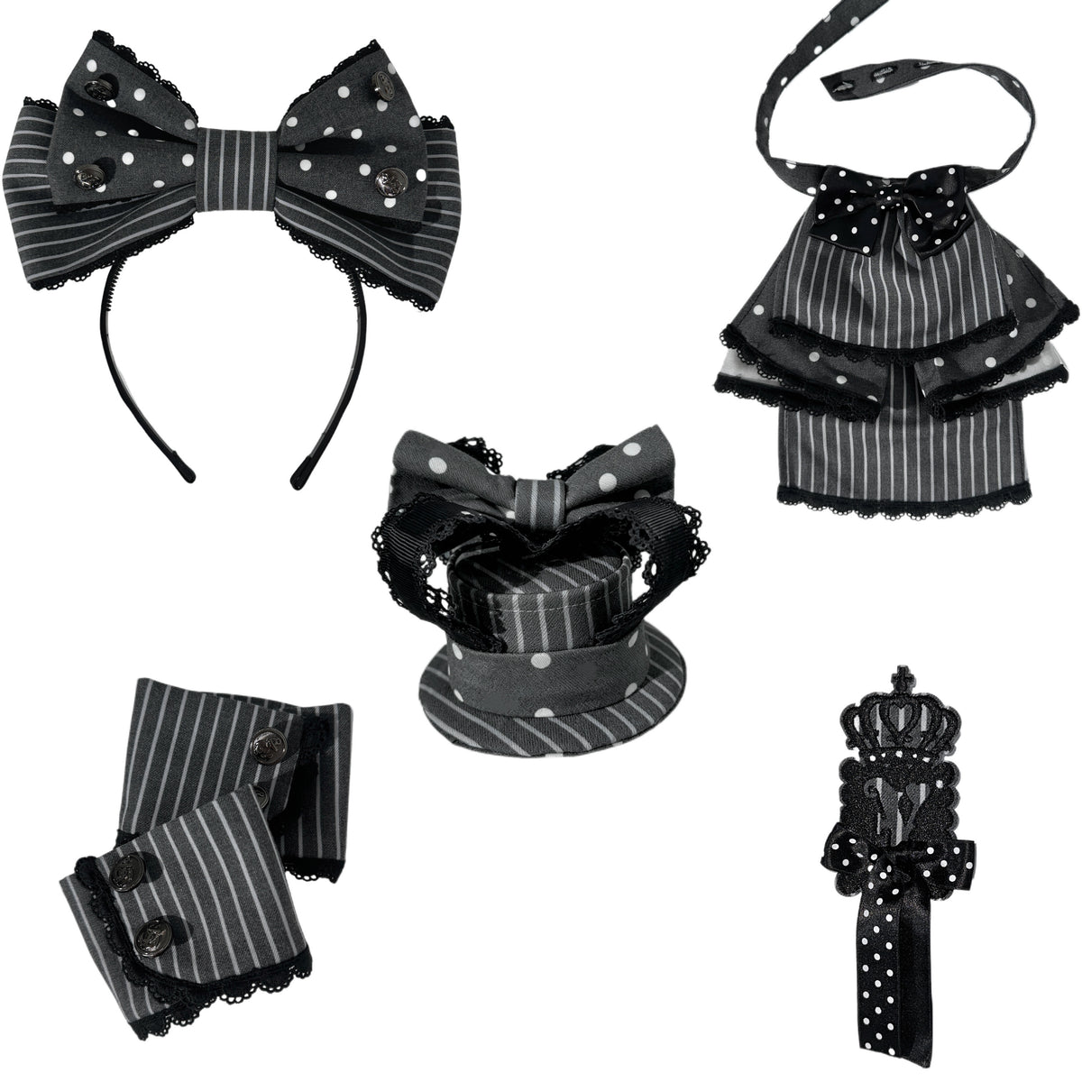 New Century Princess Grey Black Lolita Accessories Set