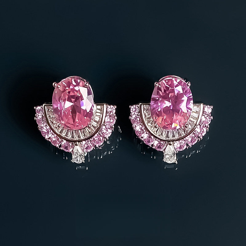 Cherry Fall Lolita Pink Crystal Gem Earrings