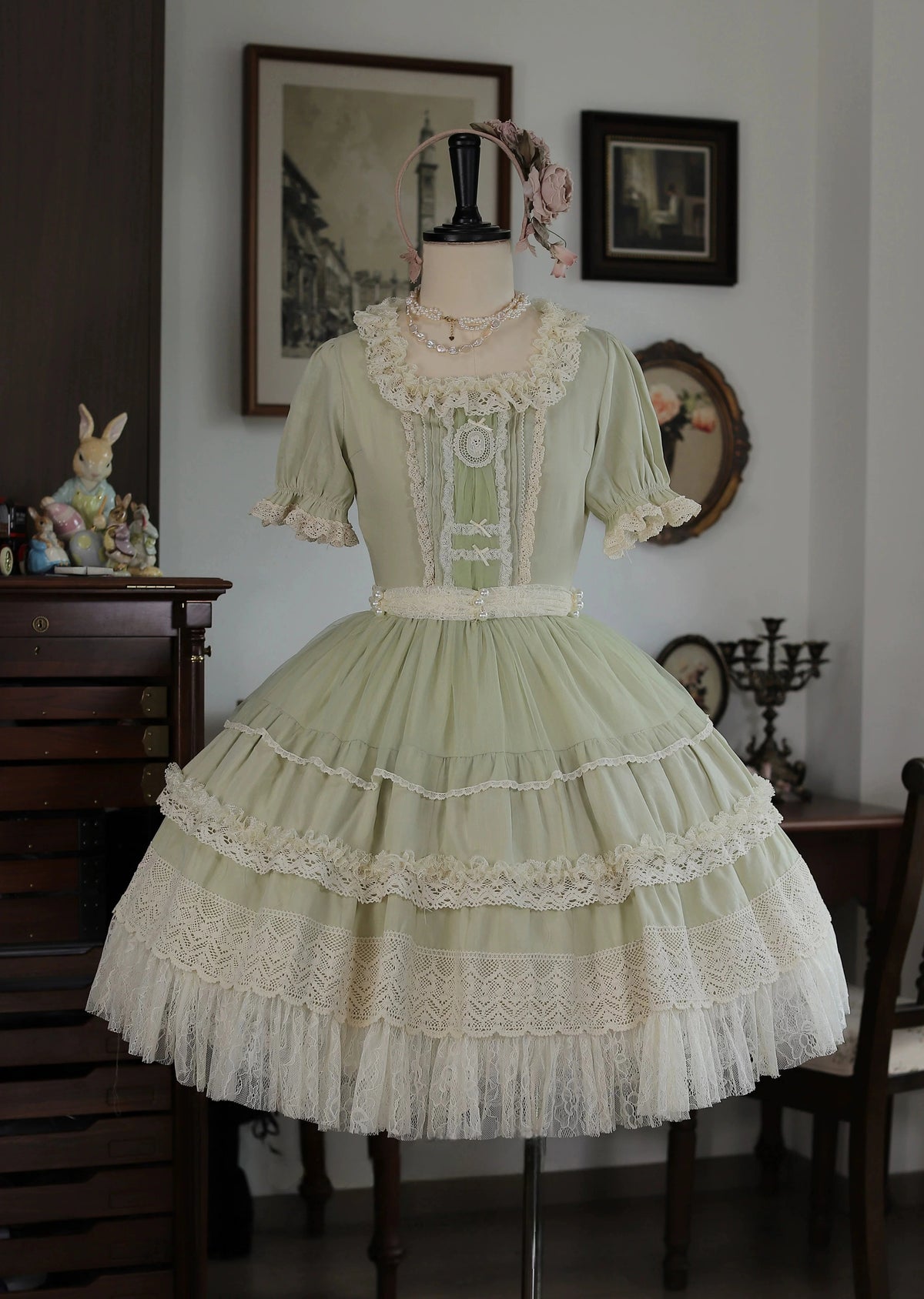 Antique Ball 3.0 Lolita Elegant French Style Maiden Short Sleeve OP Dress