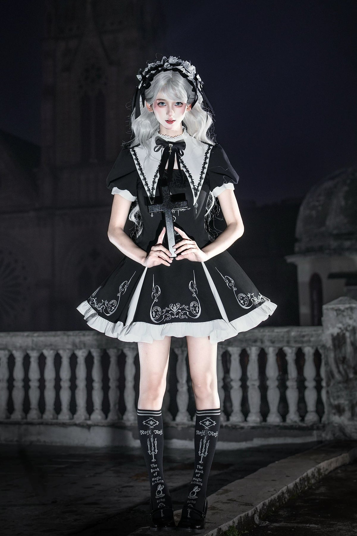 Nightfall Judgment Lolita Gothic‑Style Embroidered Long & Short OP Dress