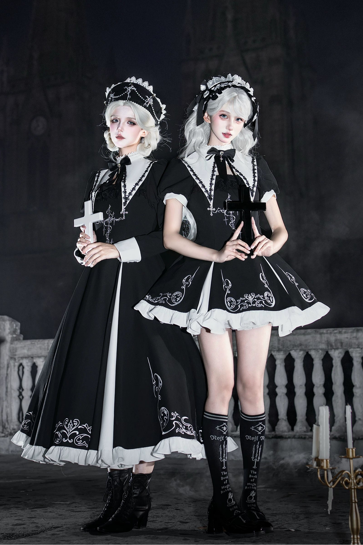 Nightfall Judgment Lolita Gothic‑Style Embroidered Long & Short OP Dress