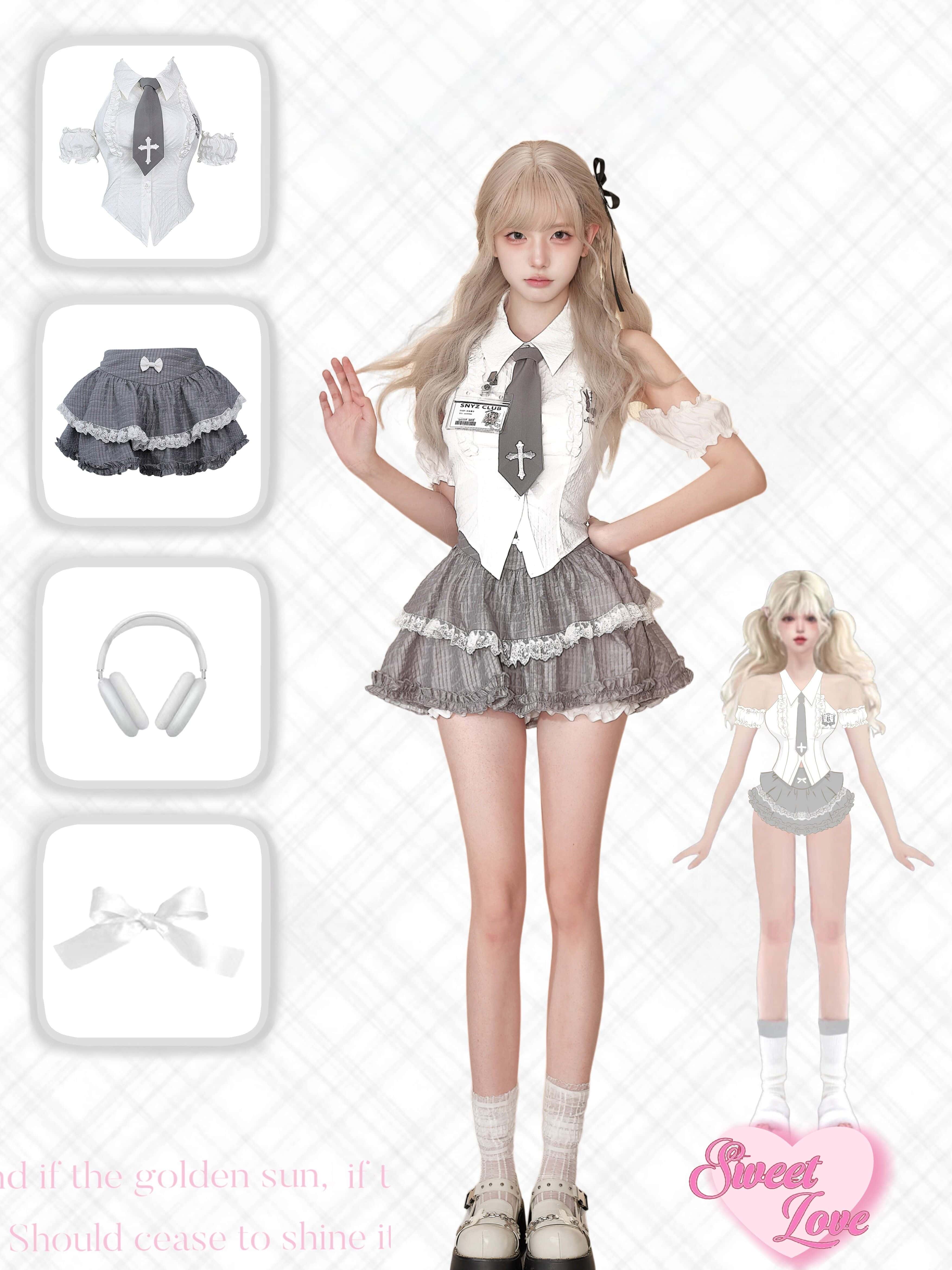 Virtual Academy Summer Blouse & Skirt Set