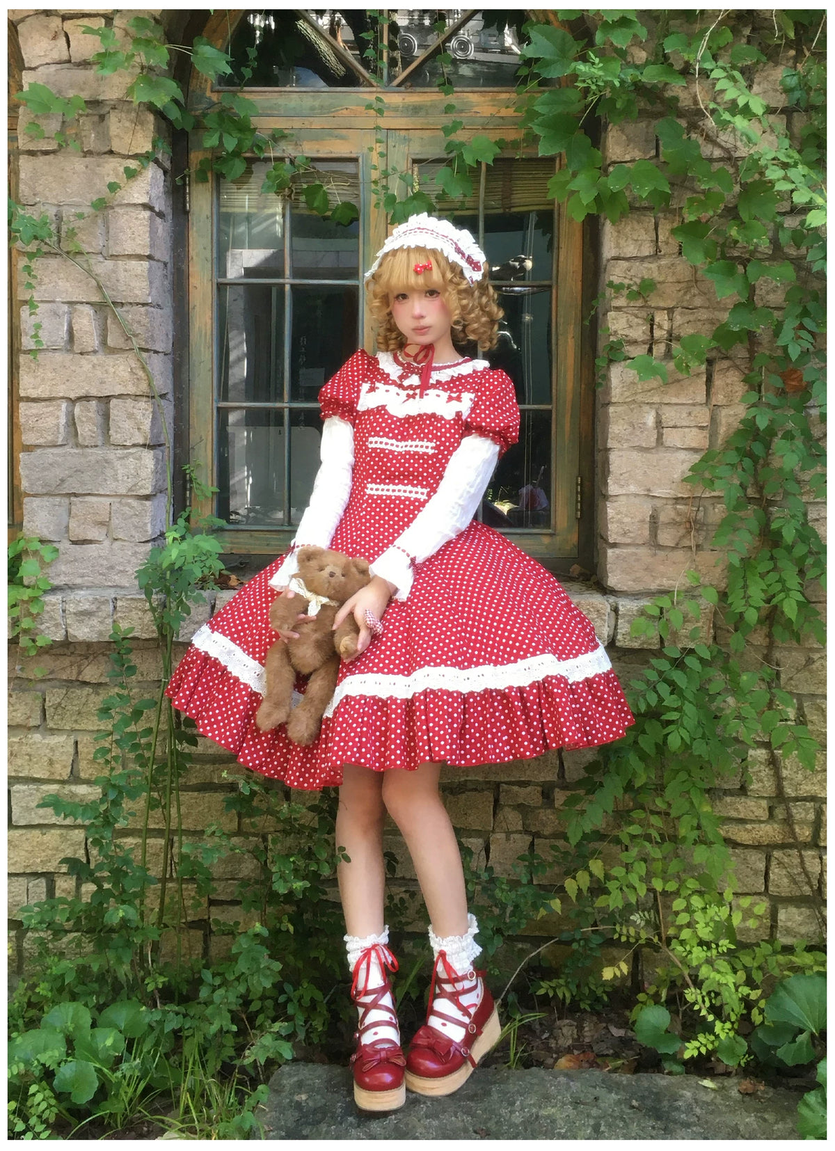 Showa Chronicle Old‑School Sweet Polka‑Dot Lolita OP / JSK Dress