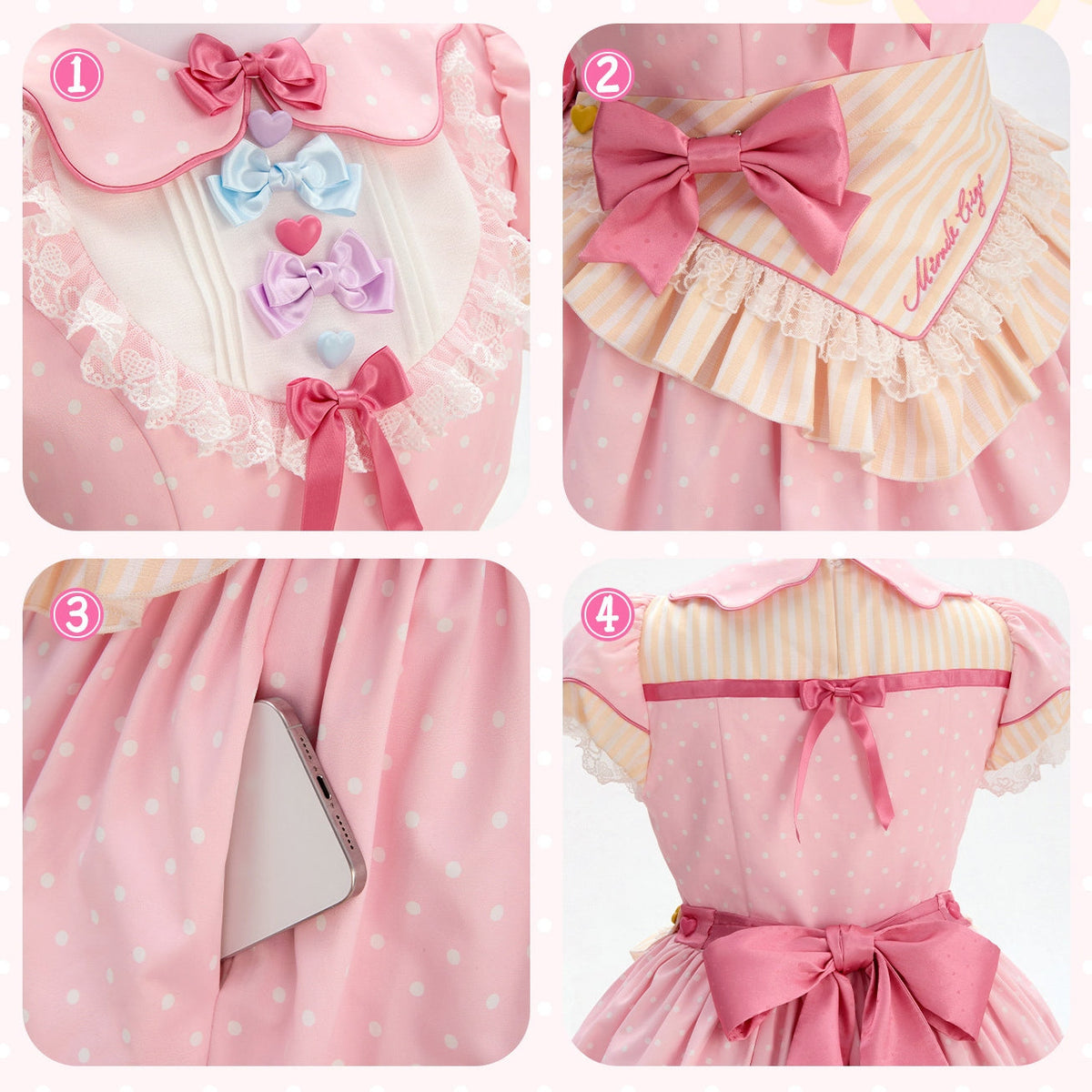 Miss Donut Pink Cream Donut-Theme Vintage Sweet Lolita OP Dress