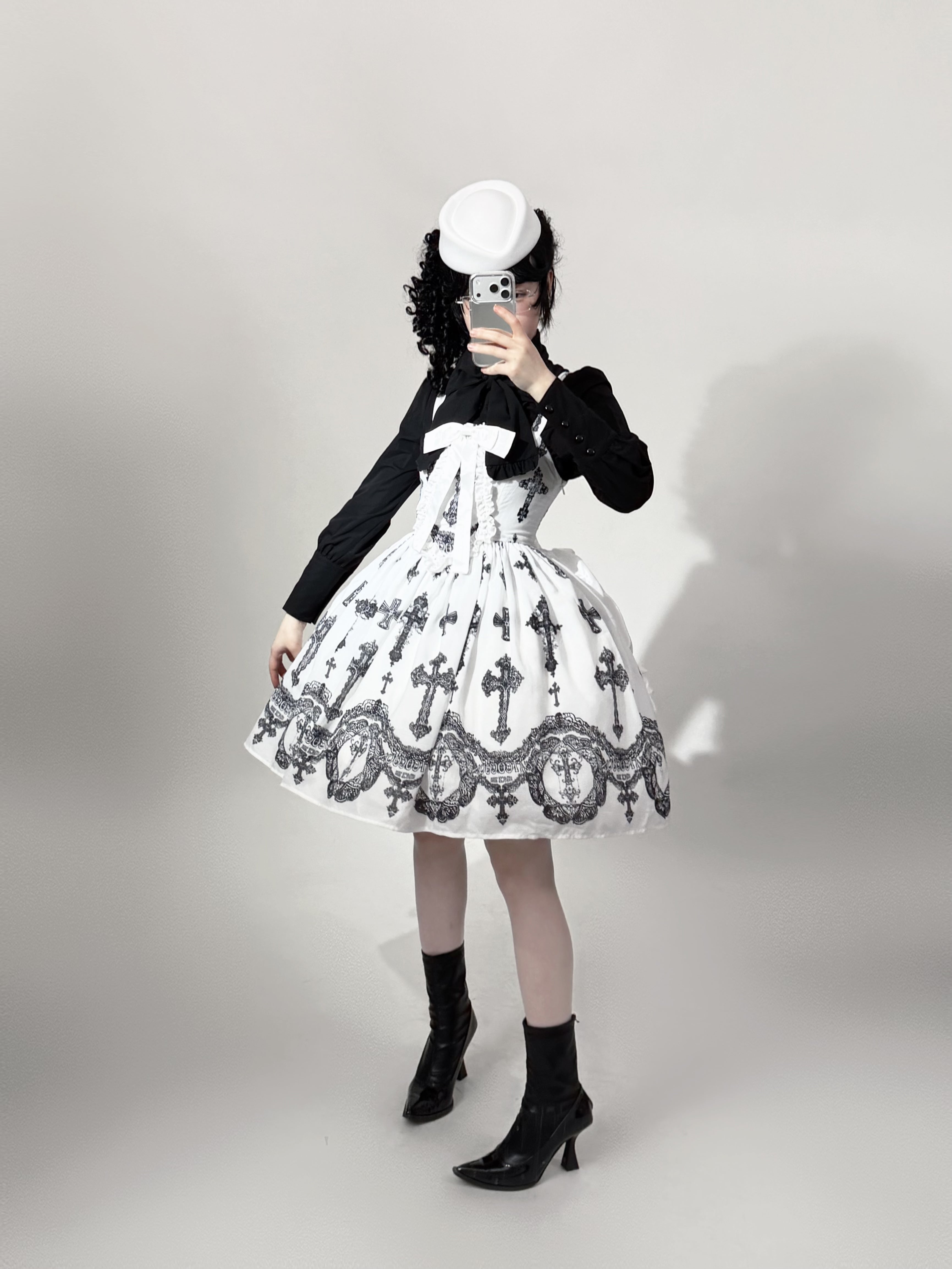 Lace Cross Gothic Lolita JSK White Set
