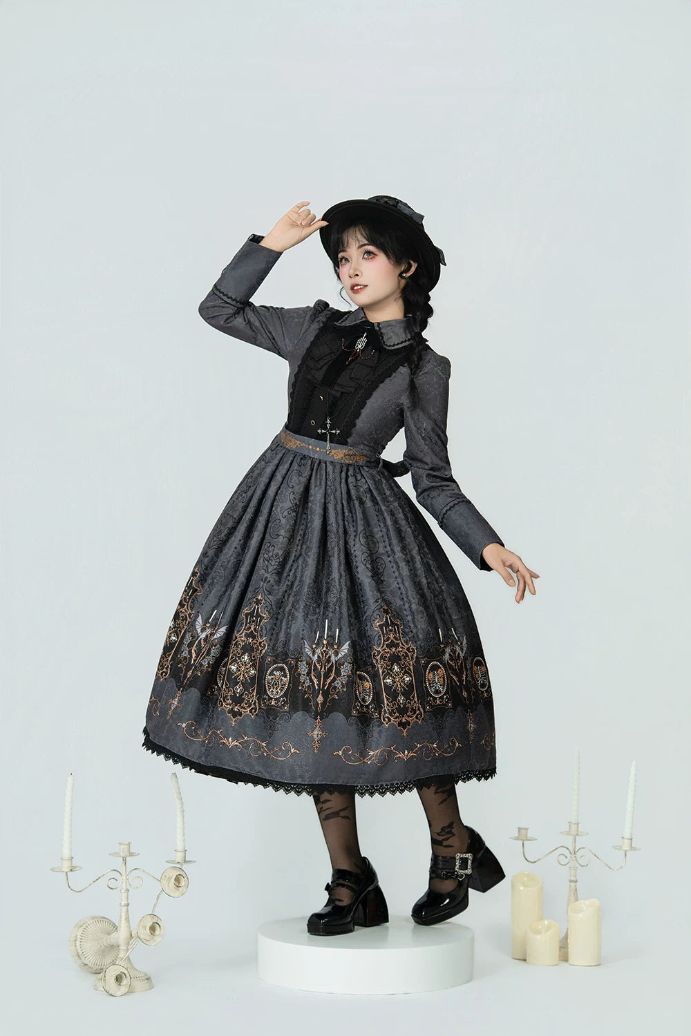 Blood Night Lamplighter Gothic Vintage Lolita OP Dress & SK Skirt