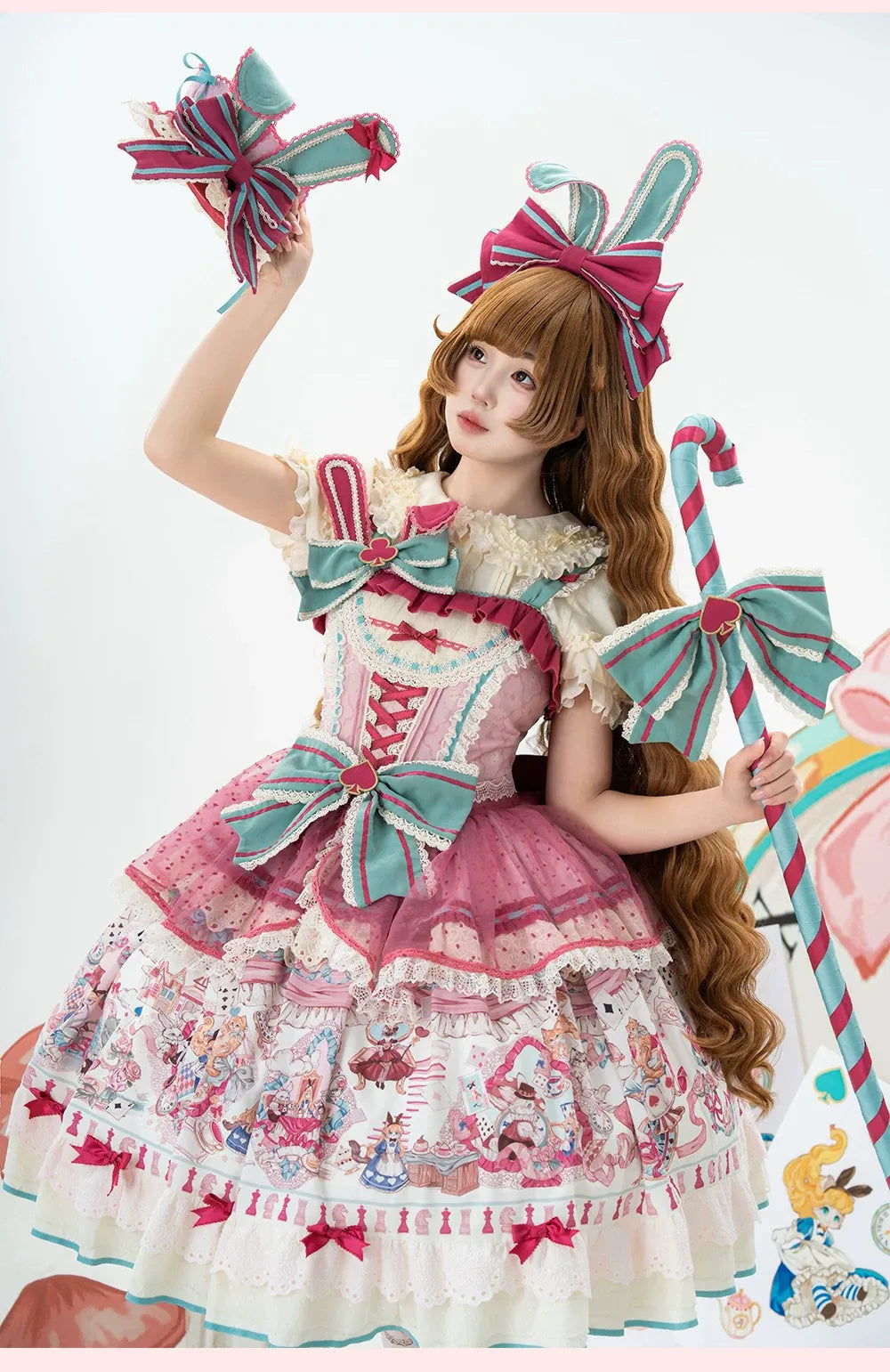 Cat Alice Fantasy Dreamland Lolita JSK Sweet Kawaii Wonderland Print