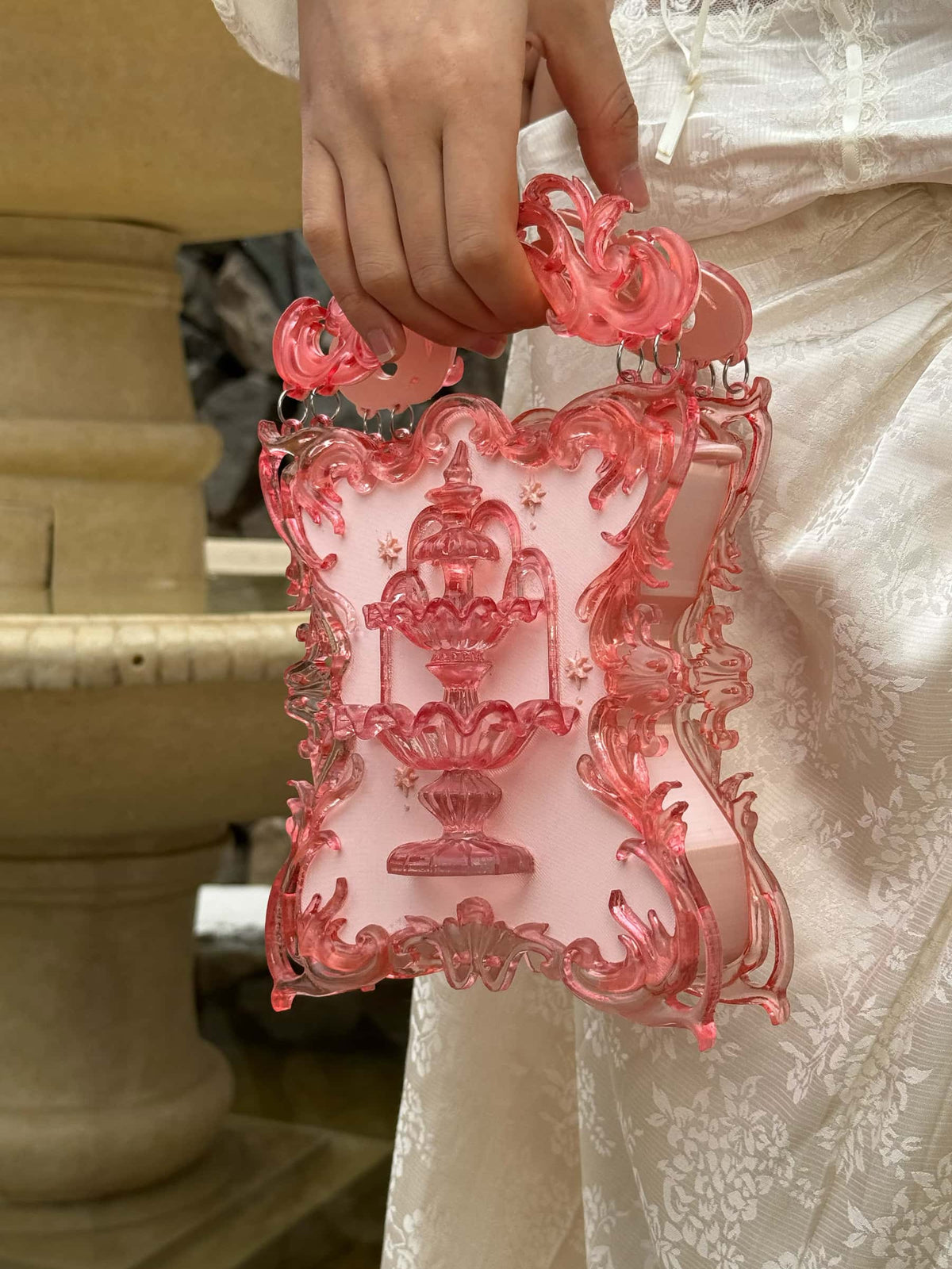 Baroque Fountain 3D Printed PLA Resin Handbag