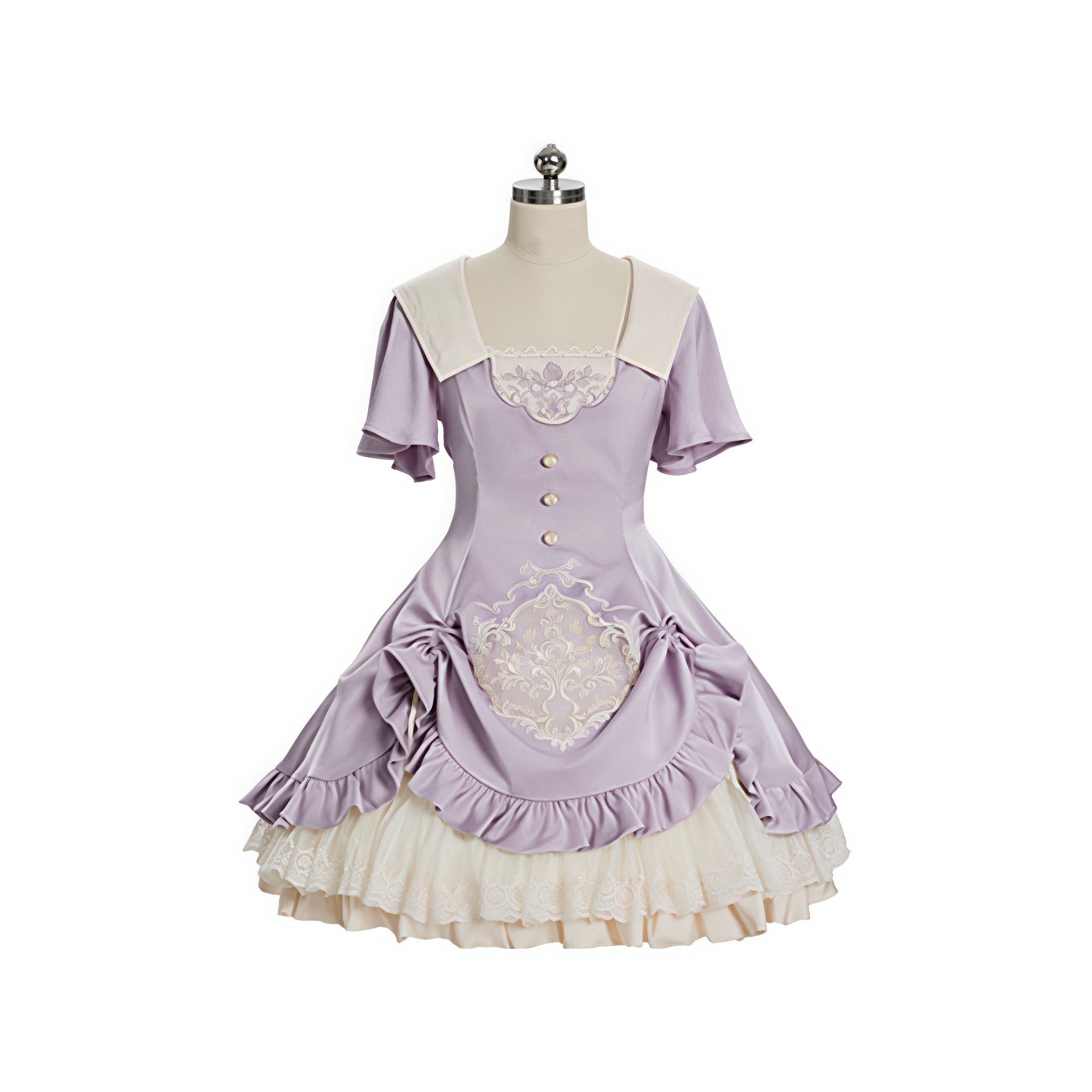 Glaze Floral Realm Lolita Printed Purple OP Dress Set
