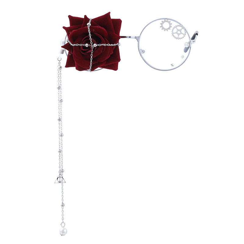 Rose Gear Bat Wing Steampunk Gothic Lolita Monocle Eyeglass Accessory