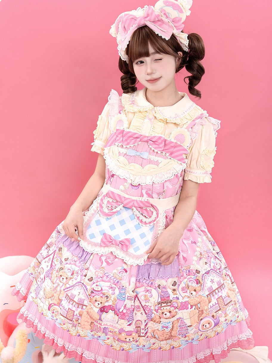 Bear Cake Sweet Lolita OP and JSK Dress Set
