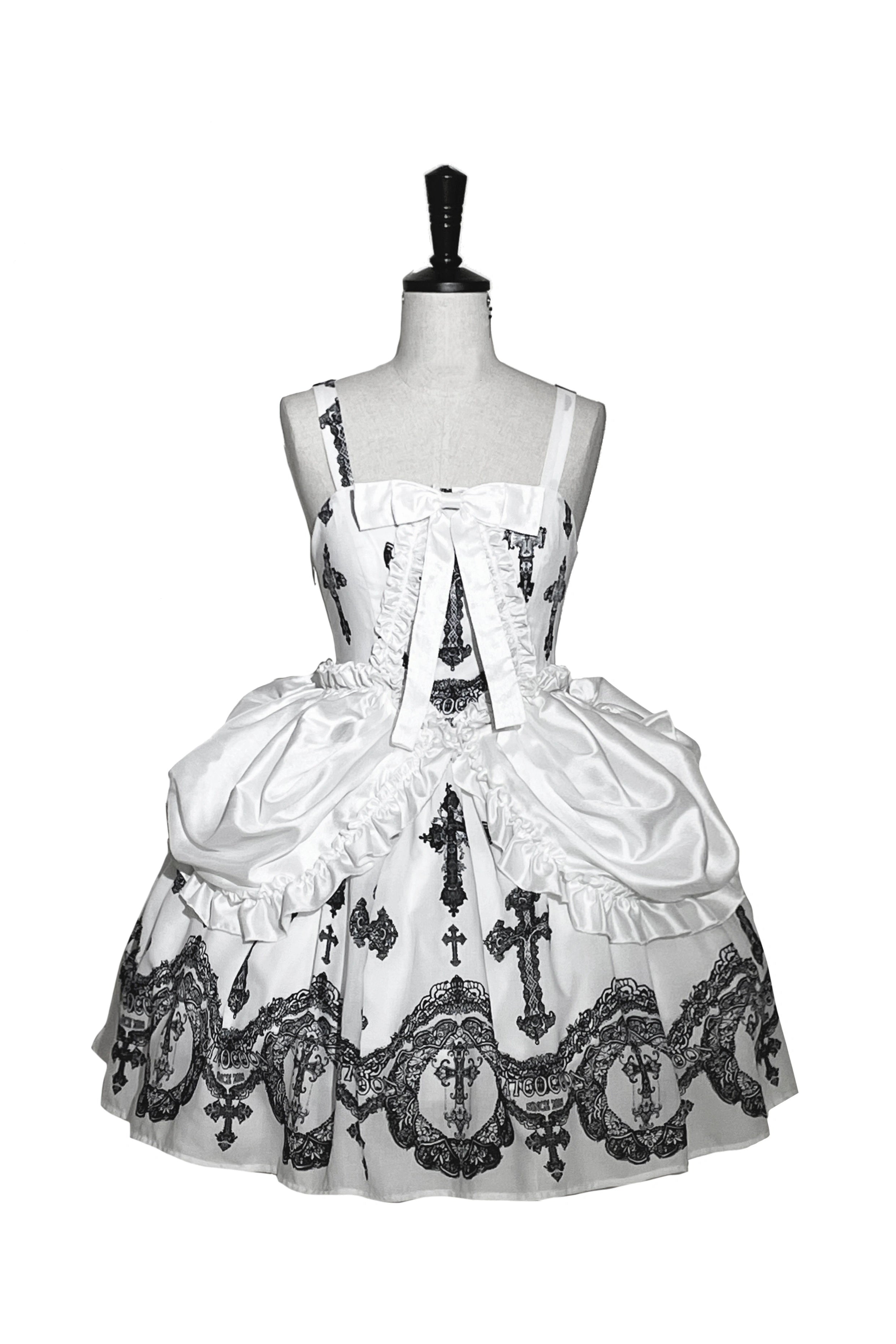 Lace Cross Gothic Lolita JSK White Set