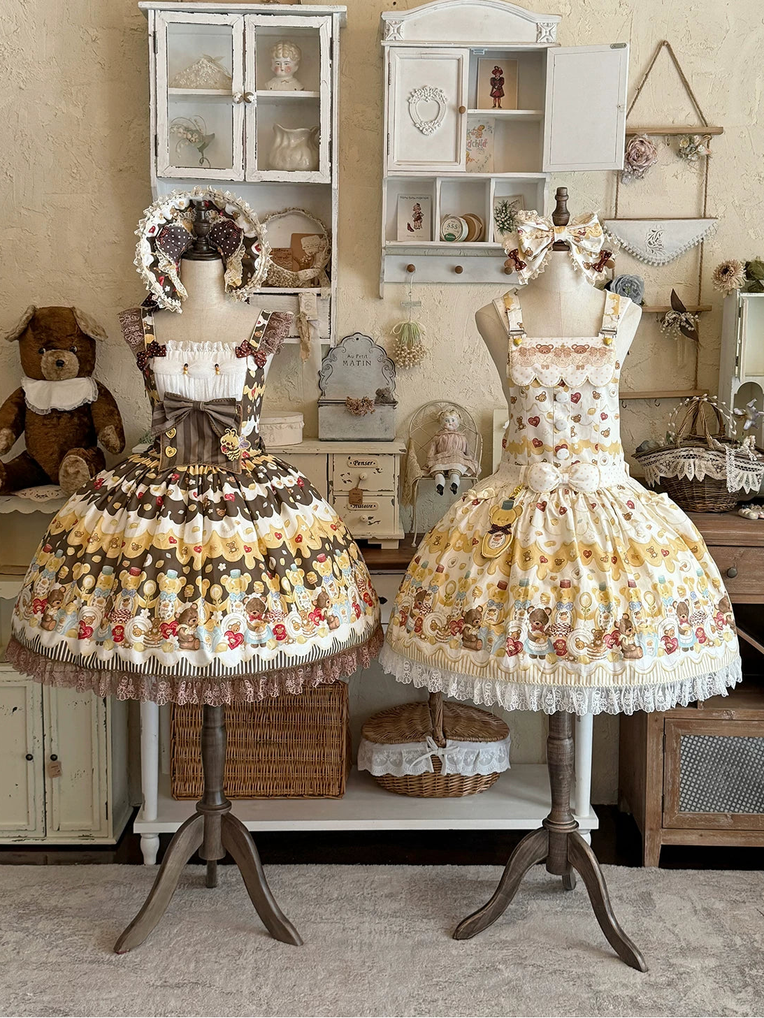 Honey Bear Lolita Strap Skirt & JSK & Accessories Set