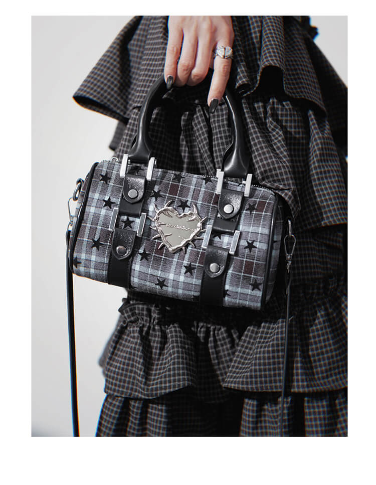Gothic Star Plaid Shoulder Bag