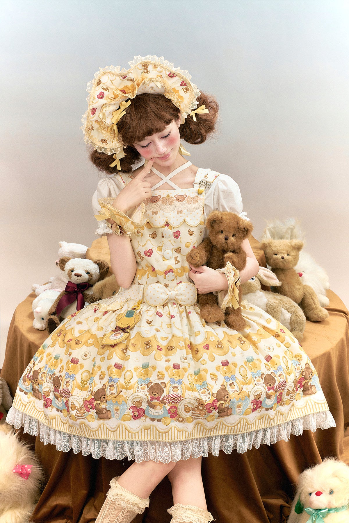 Honey Bear Lolita Strap Skirt & JSK & Accessories Set