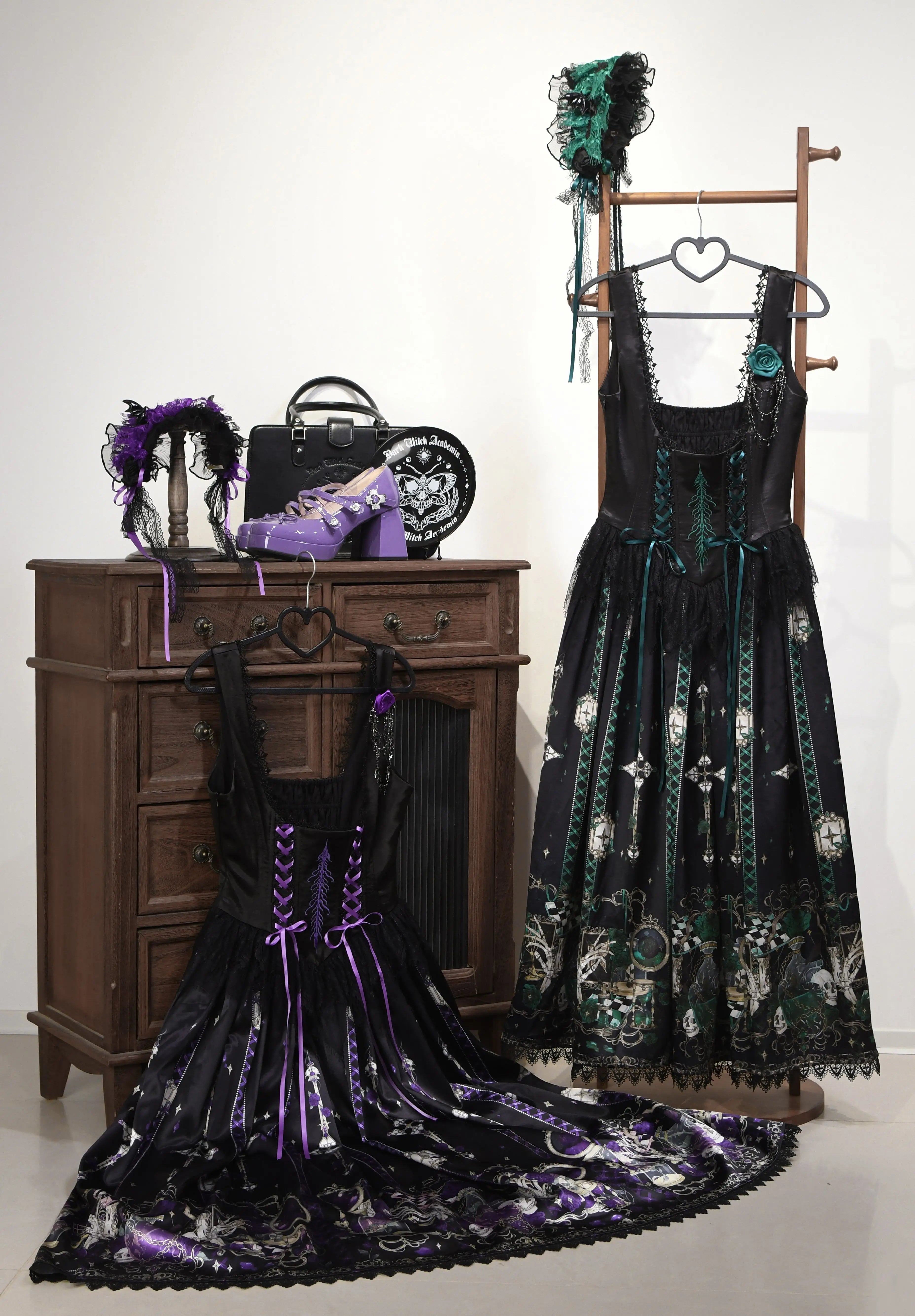Blood Laboratory Purple Skull Potion Print Gothic Lolita Long JSK