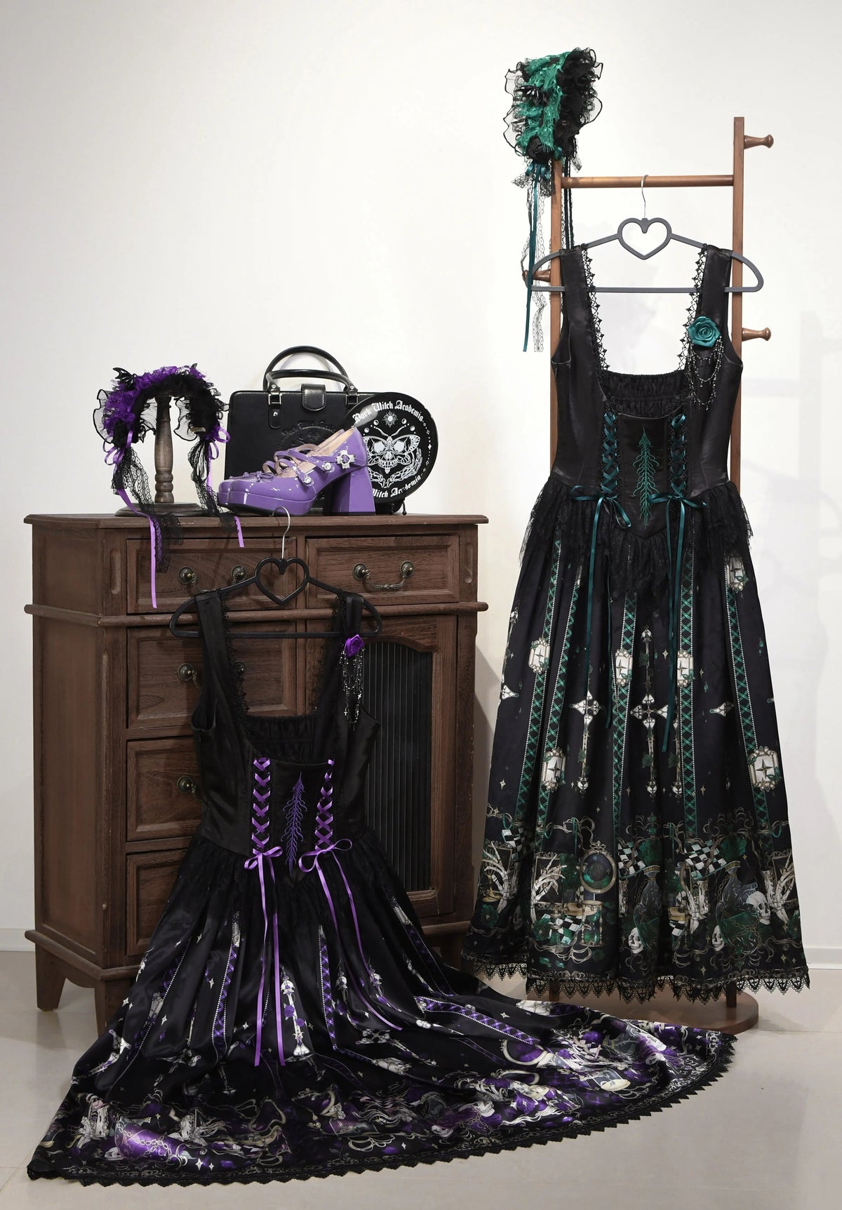 Blood Laboratory Purple Skull Potion Print Gothic Lolita Long JSK