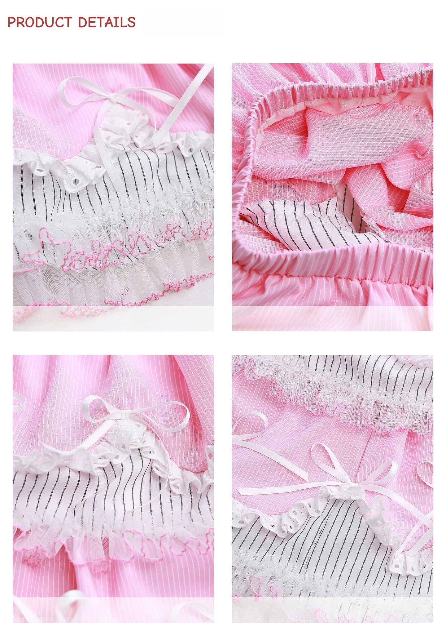 Candy Cottage Showa Retro Pink Striped Set