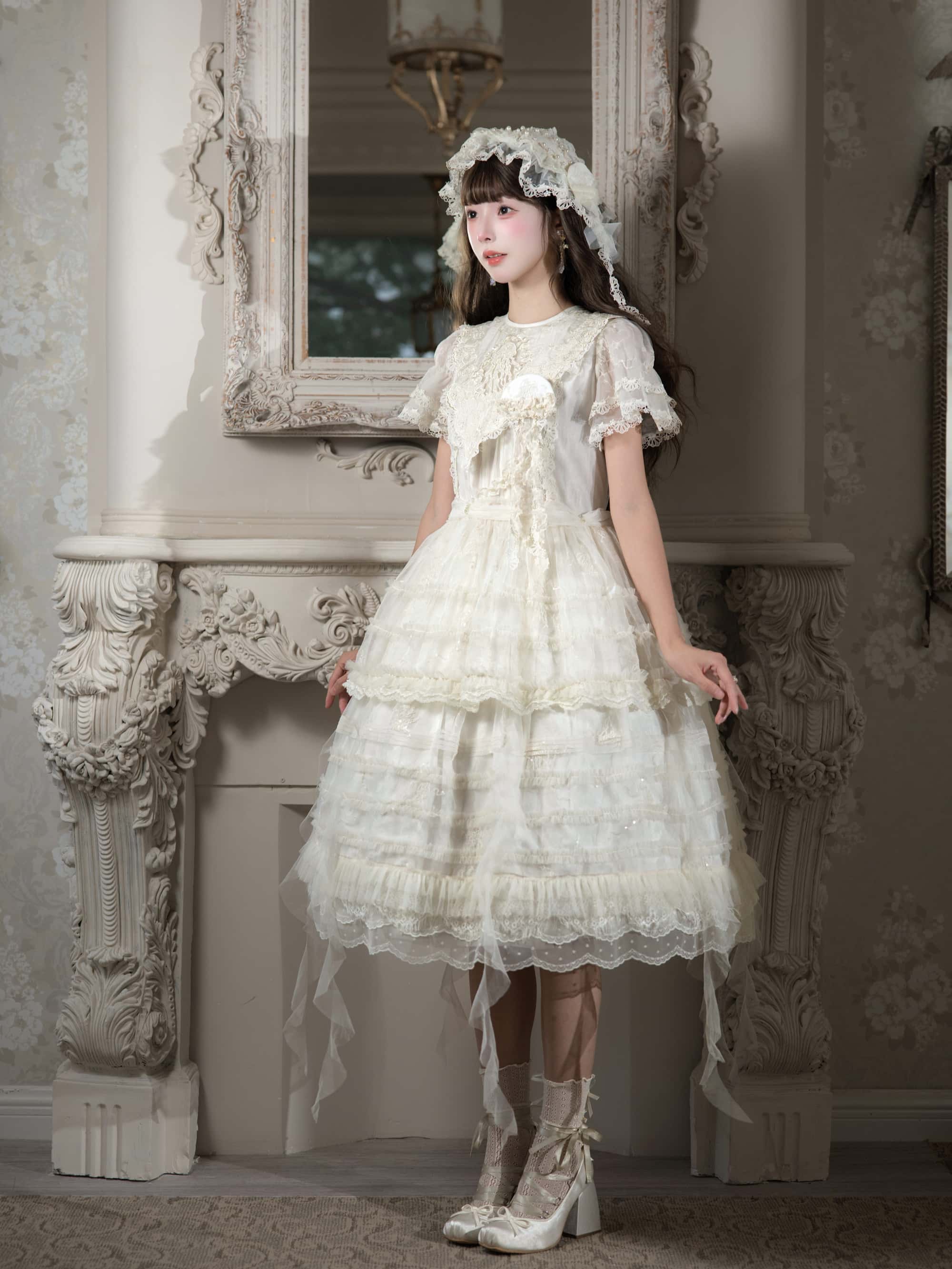 Colored Glaze Jellyfish Lolita Embroidered OP Dress
