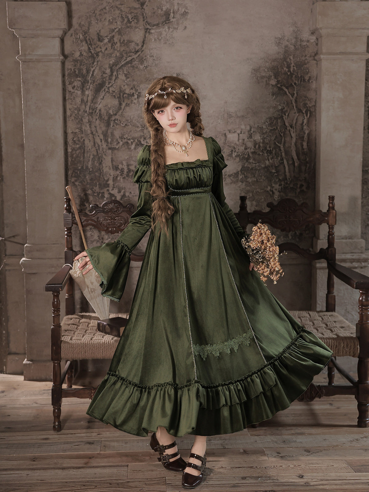 Candlelight Banquet Lolita Empire Waist OP Twin Dress