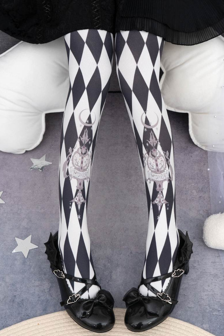 Lolita Argyle Digital Print Tights