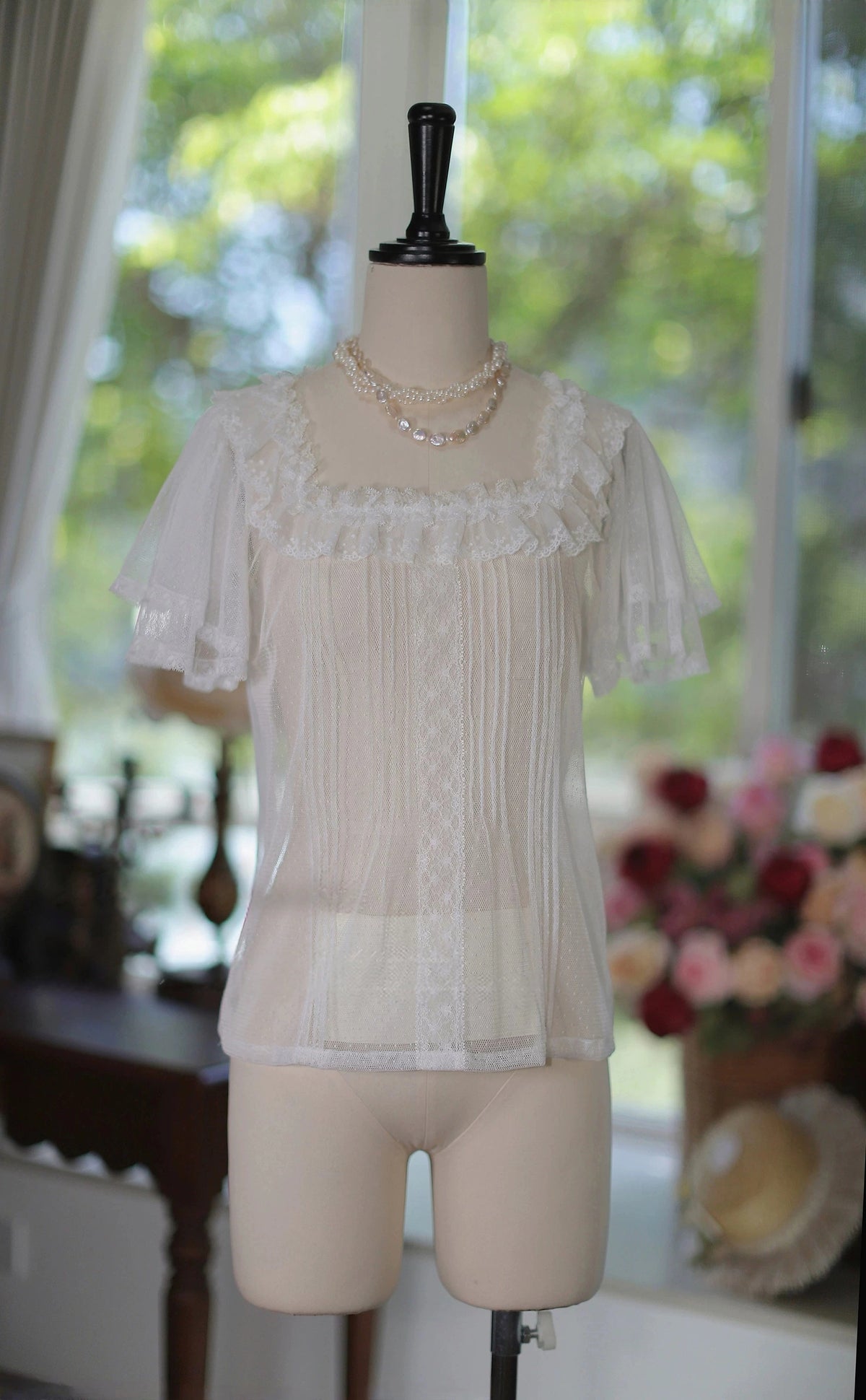 Jardin Garden Square Neck Flutter Sleeve Lolita Blouse