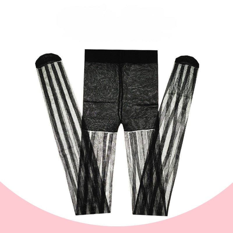 Lolita Black Rock Vertical Stripes Tights LE9022