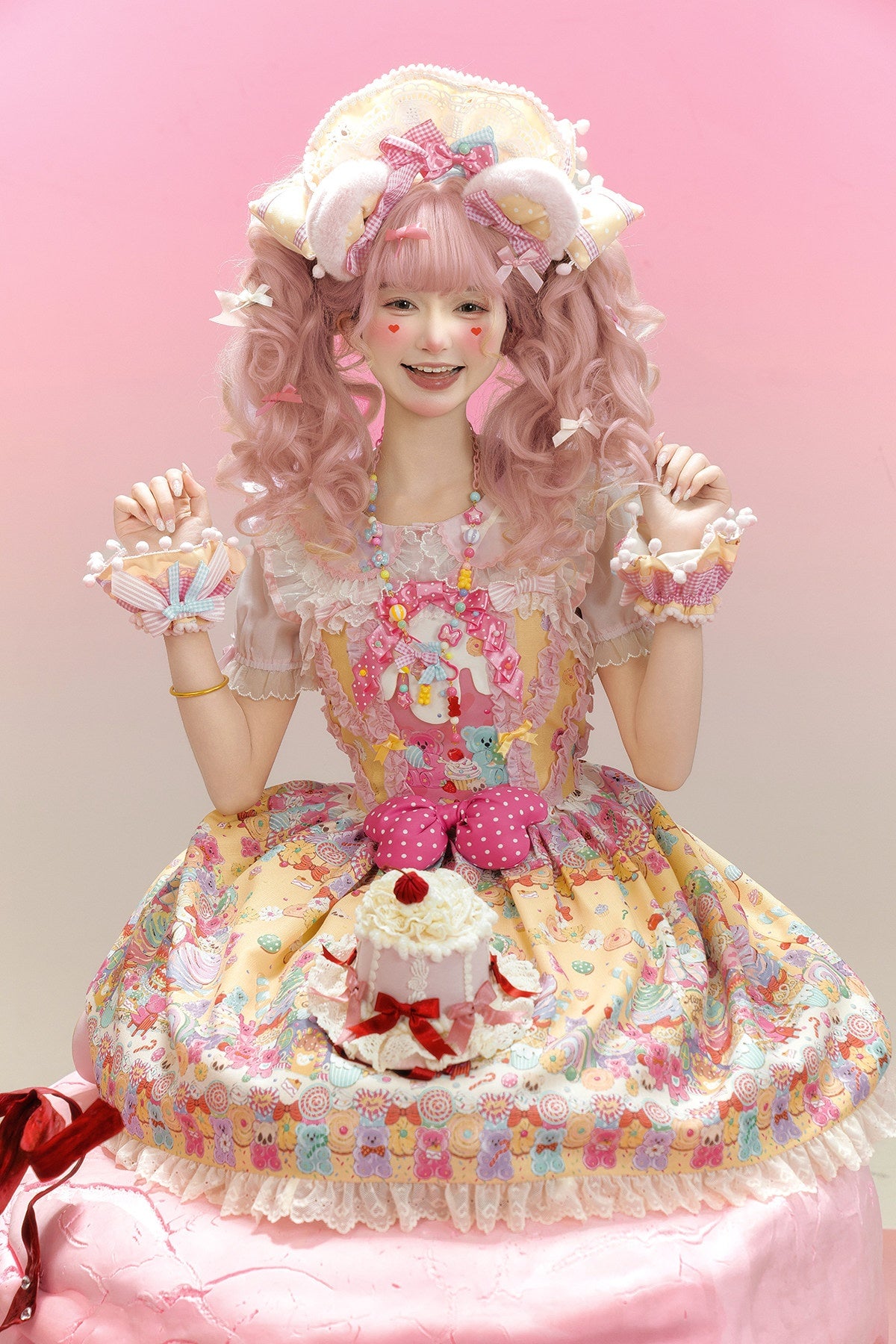 Sweet Candy House Yellow Unicorn Print Sweet Lolita Suspender JSK Dress