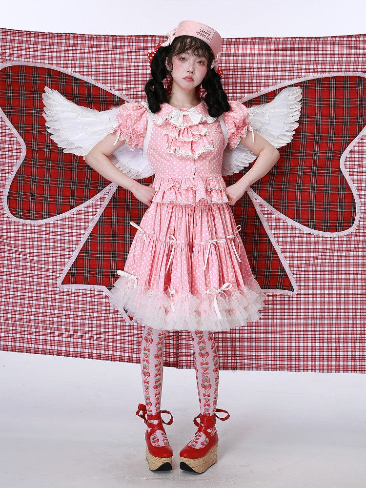 Candy Cottage Showa Retro Pink Polka Dot Set