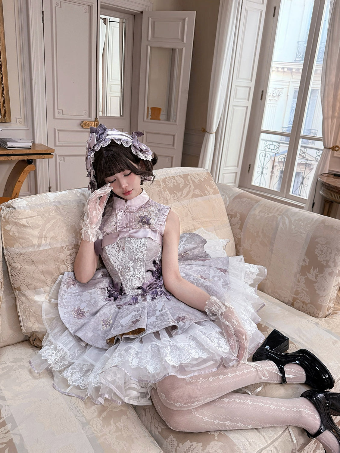 Little Lily Japanese‑Style Purple Lolita Embroidered Blouse & JSK Dress