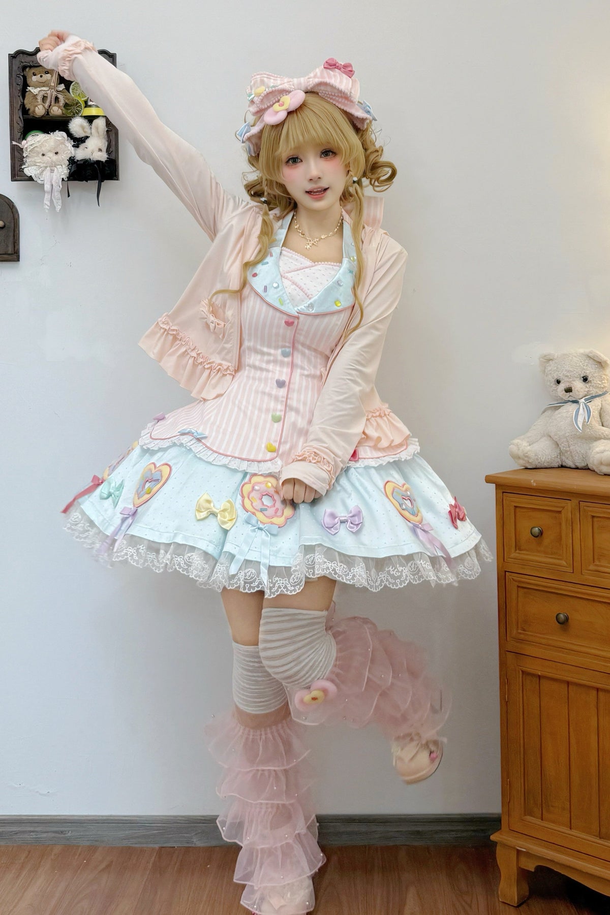 UPF50+ Lolita Sun-Protective Jacket Detachable Visor Bow