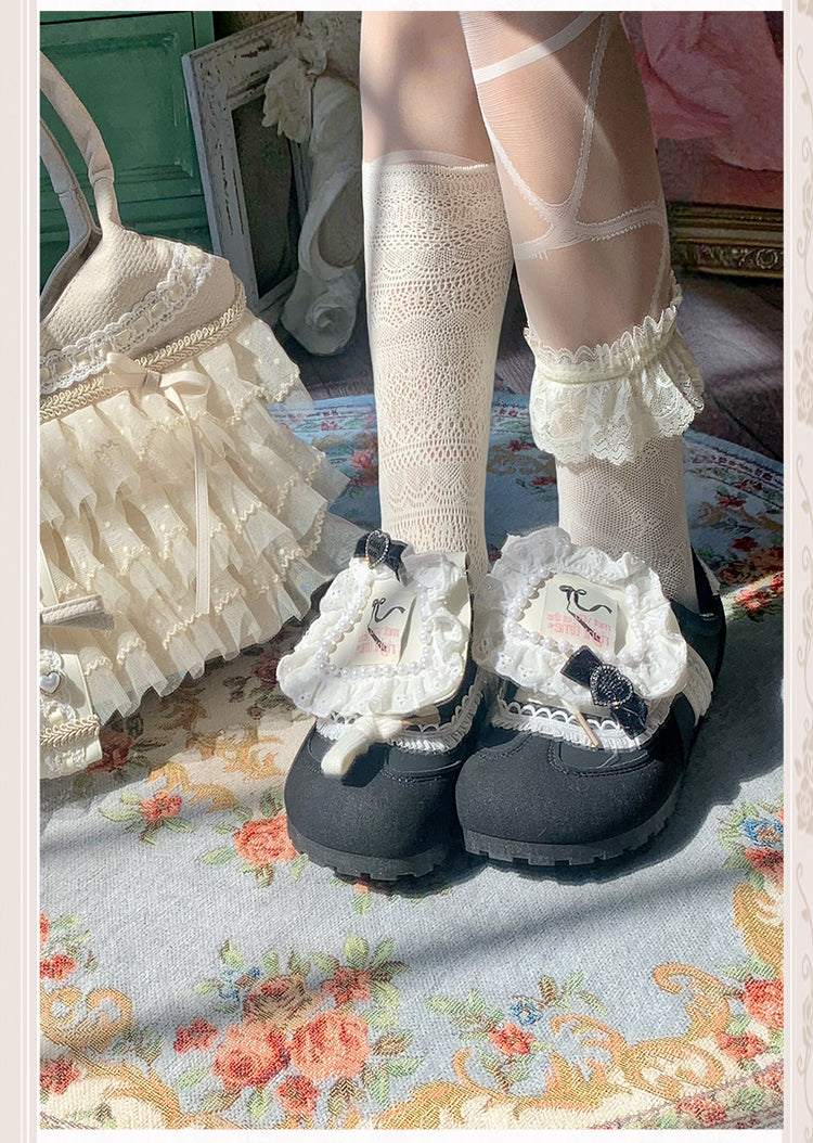Lolita Bow Patchwork Flat Shoes LE5004