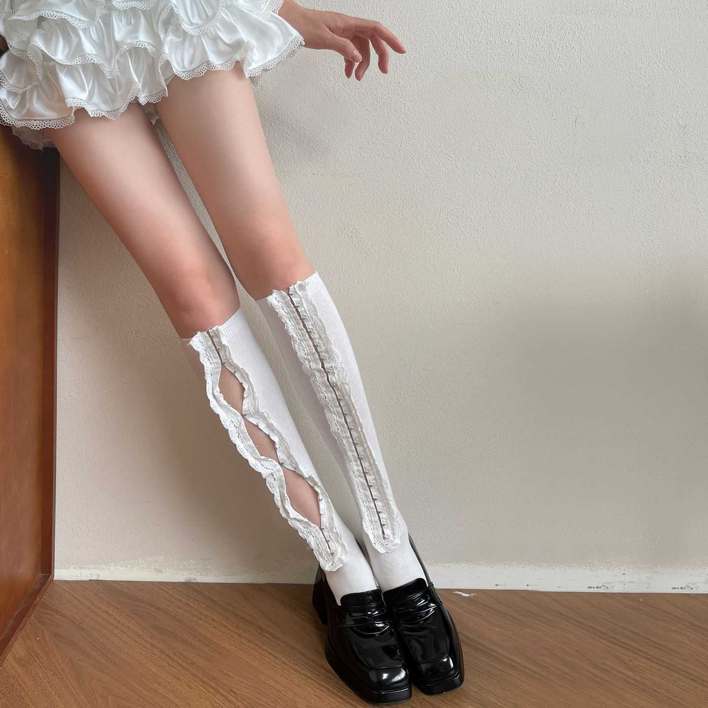 Lolita Asymmetrical Bow Tie Socks